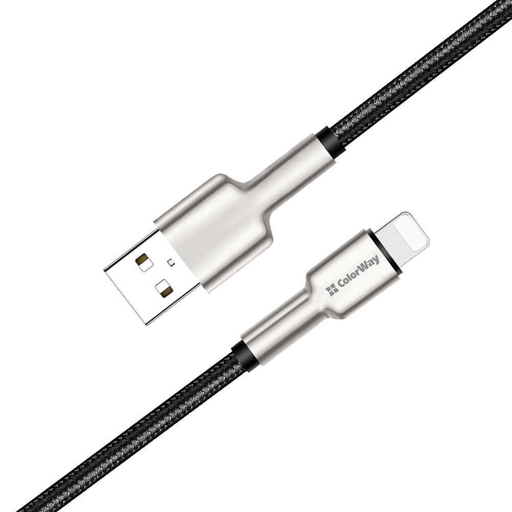 ColorWay USB-A to Apple Lightning (head metal) 2.4A 1m Black