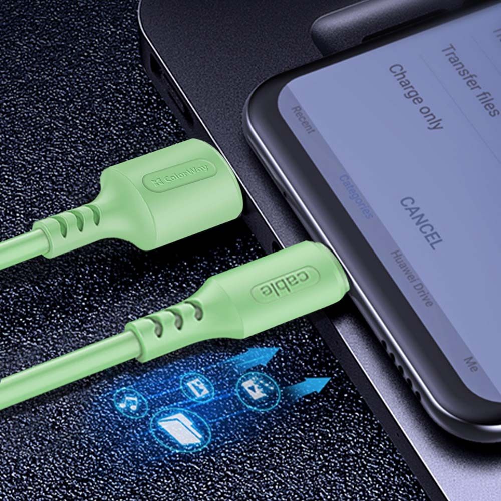 ColorWay USB to Apple Lightning (soft silicone) 2.4A 1m Green