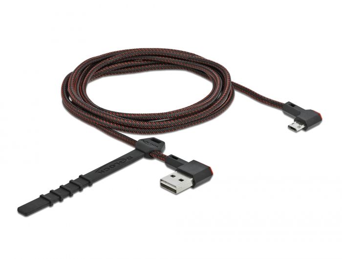 DeLock EASY-USB 2.0 Cable Type-A male to EASY-USB Type Micro-B male angled left/right 2m Black