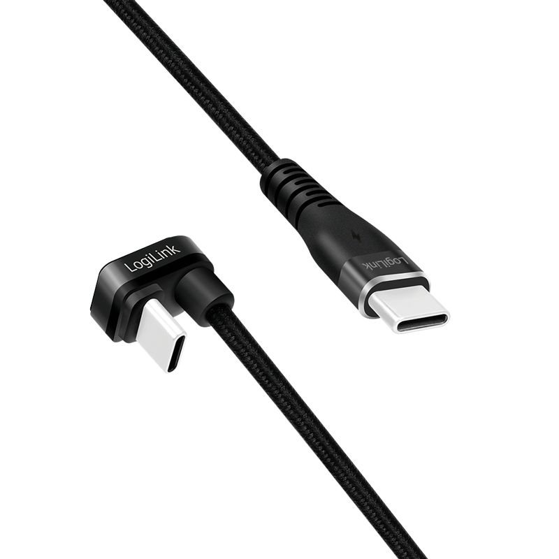 Logilink USB 2.0 Type-C cable C/M 180° to USB-C/M alu 2m Black
