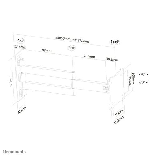 Neomounts FPMA-W830 TV/Monitor Wall Mount (Full Motion) for 10"-27" Black