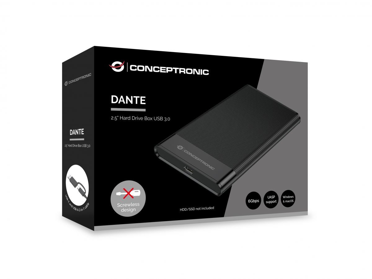 Conceptronic  DANTE06B 2.5" Hard Drive Box USB 3.2 Gen 1, 6Gbps