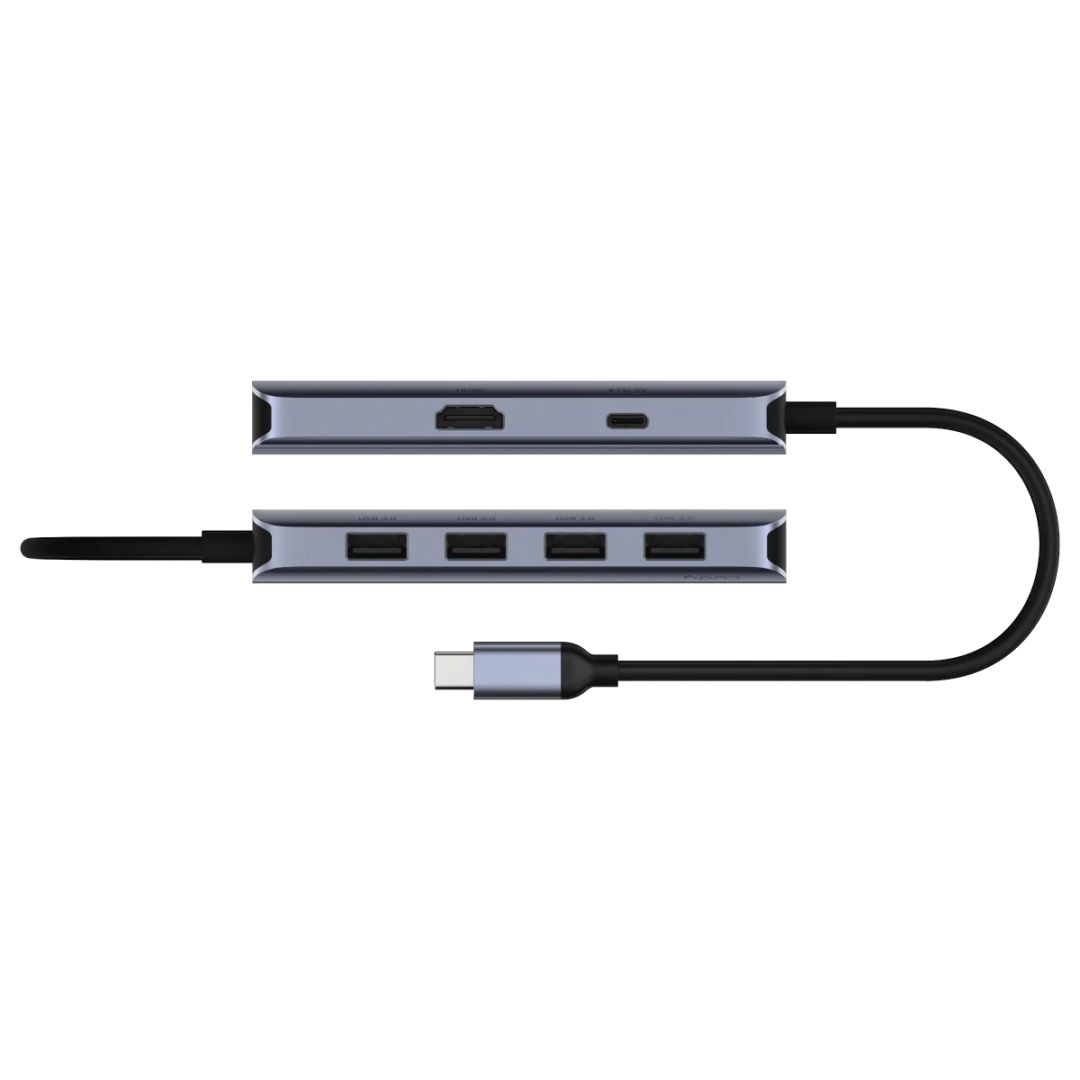 Cudy 6-In-1 HDMI 4K USB-C Hub Grey