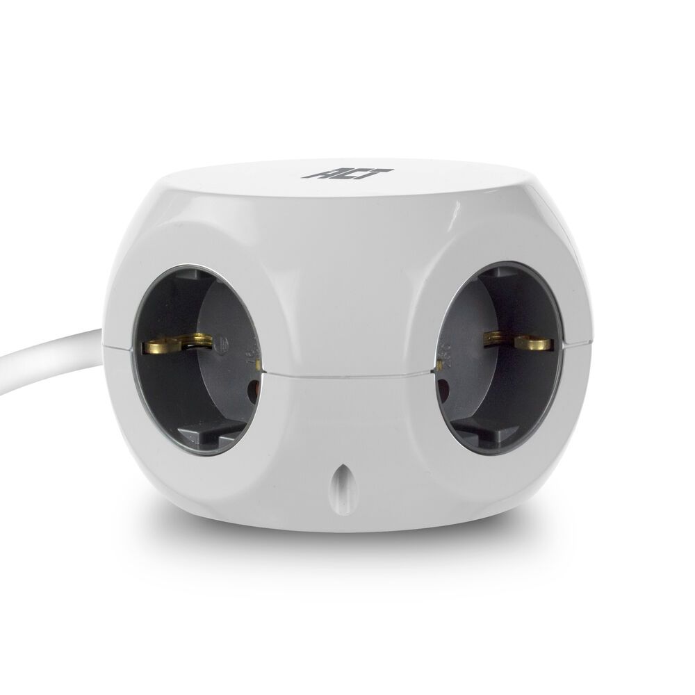 ACT Power Strip Cube F Socket Hálózati Elosztó Kapcsolóval 3DIN 1,5m White