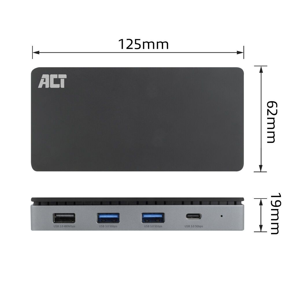 ACT AC7091 USB-C 4K Docking Station Silver
