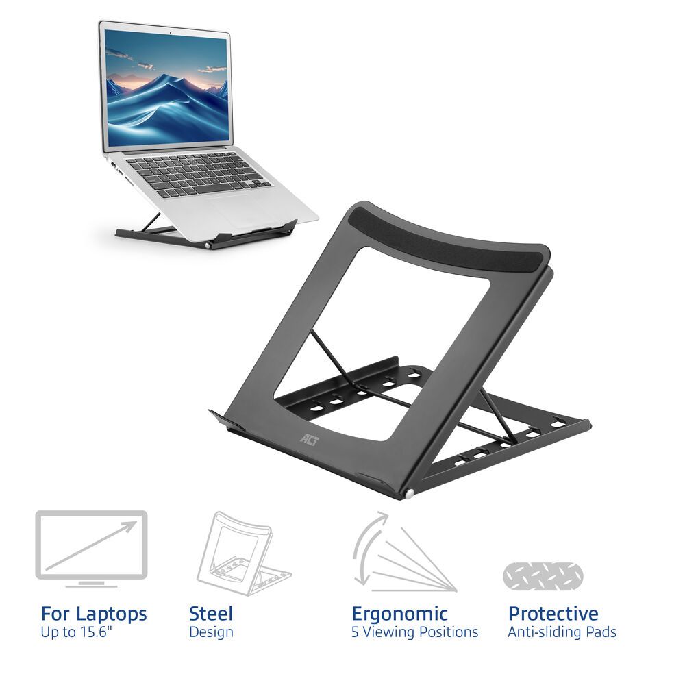 ACT AC8145 Foldable Laptop Stand with 5 Adjustable Height Positions