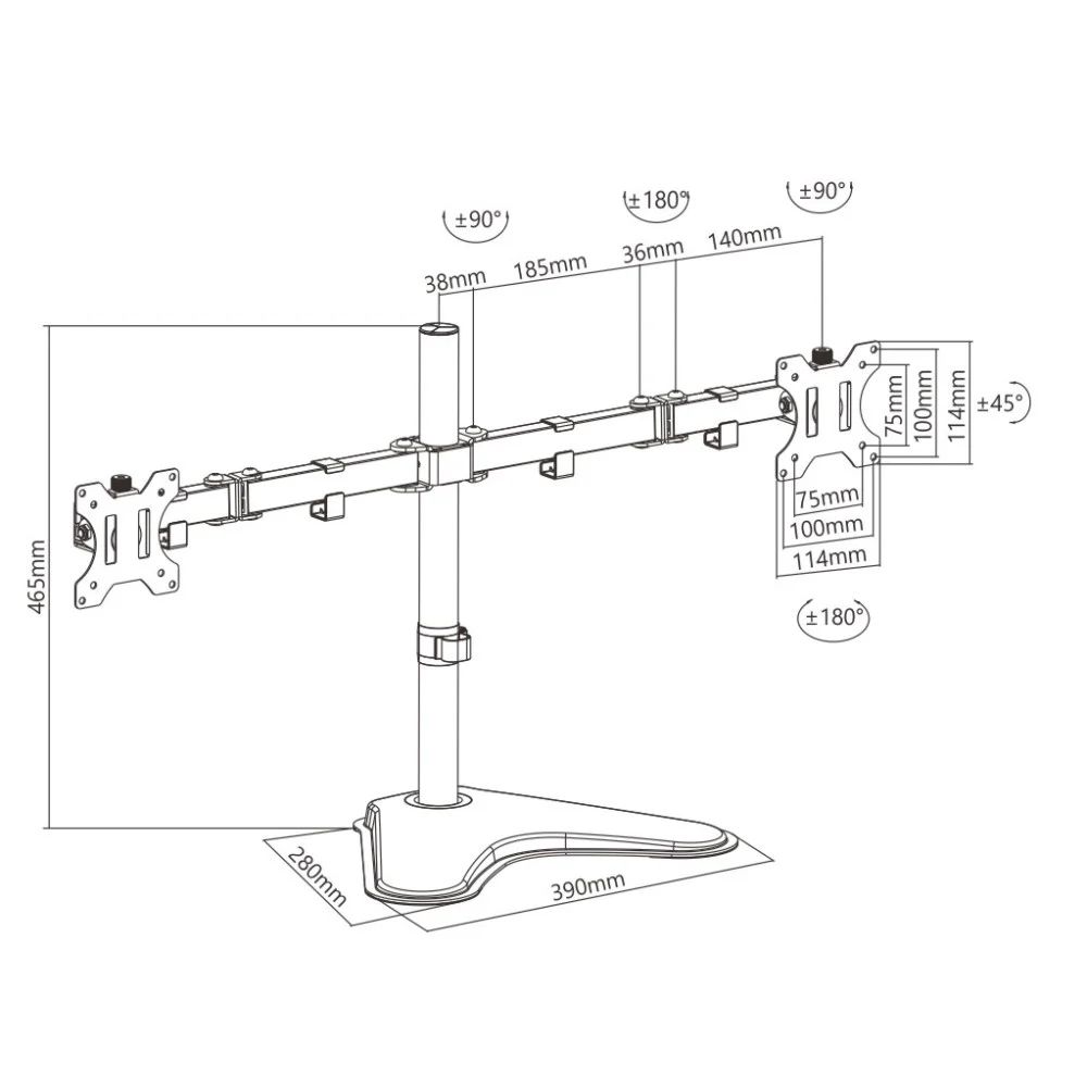 TECHLY  Double Joint Monitor Arm 13"-32" Black