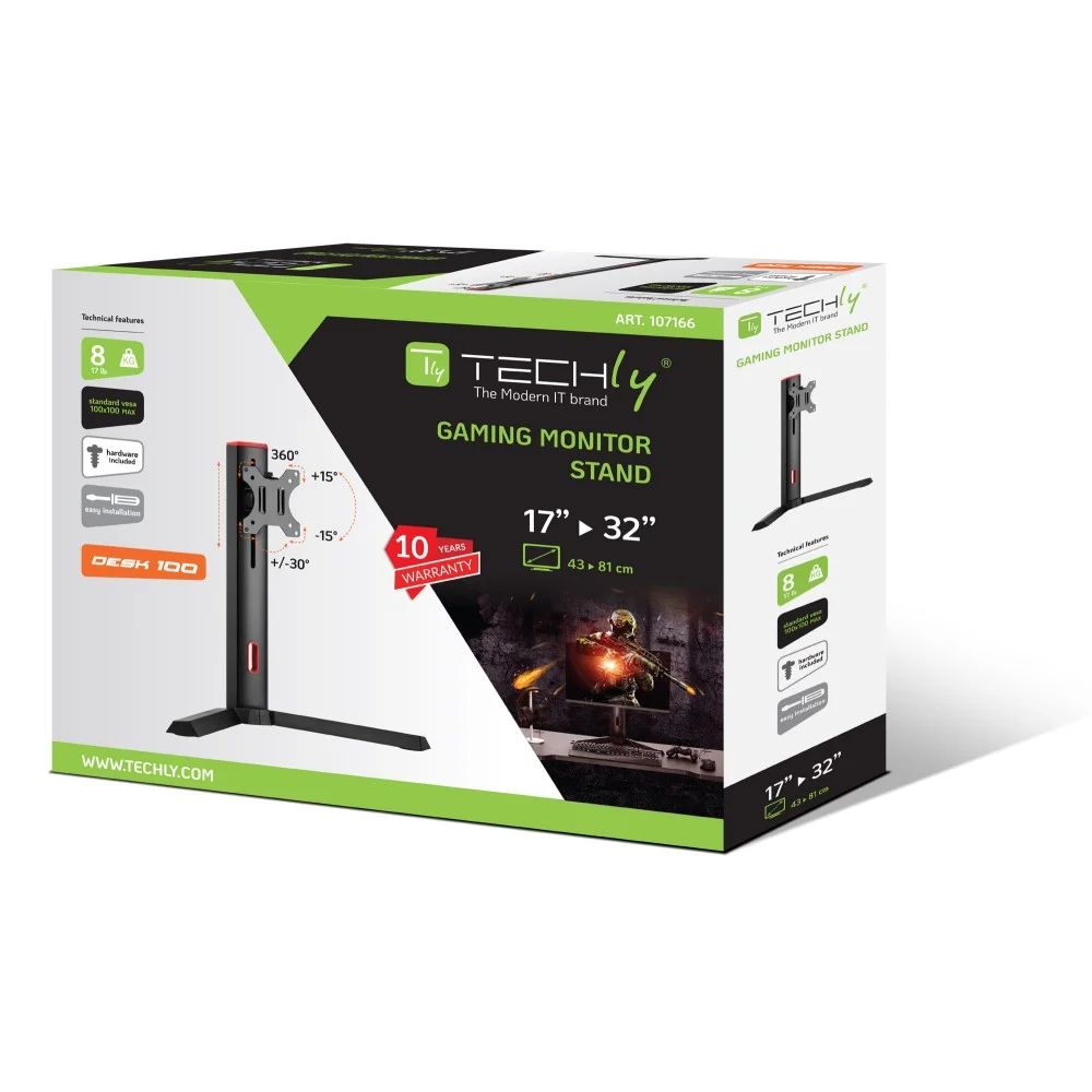 TECHLY  Desk Stand for Gaming LCD Monitor 17"-32" Black