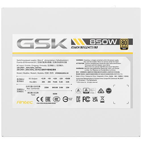 Antec 850W 80+ Gold GSK850 White ATX3.1