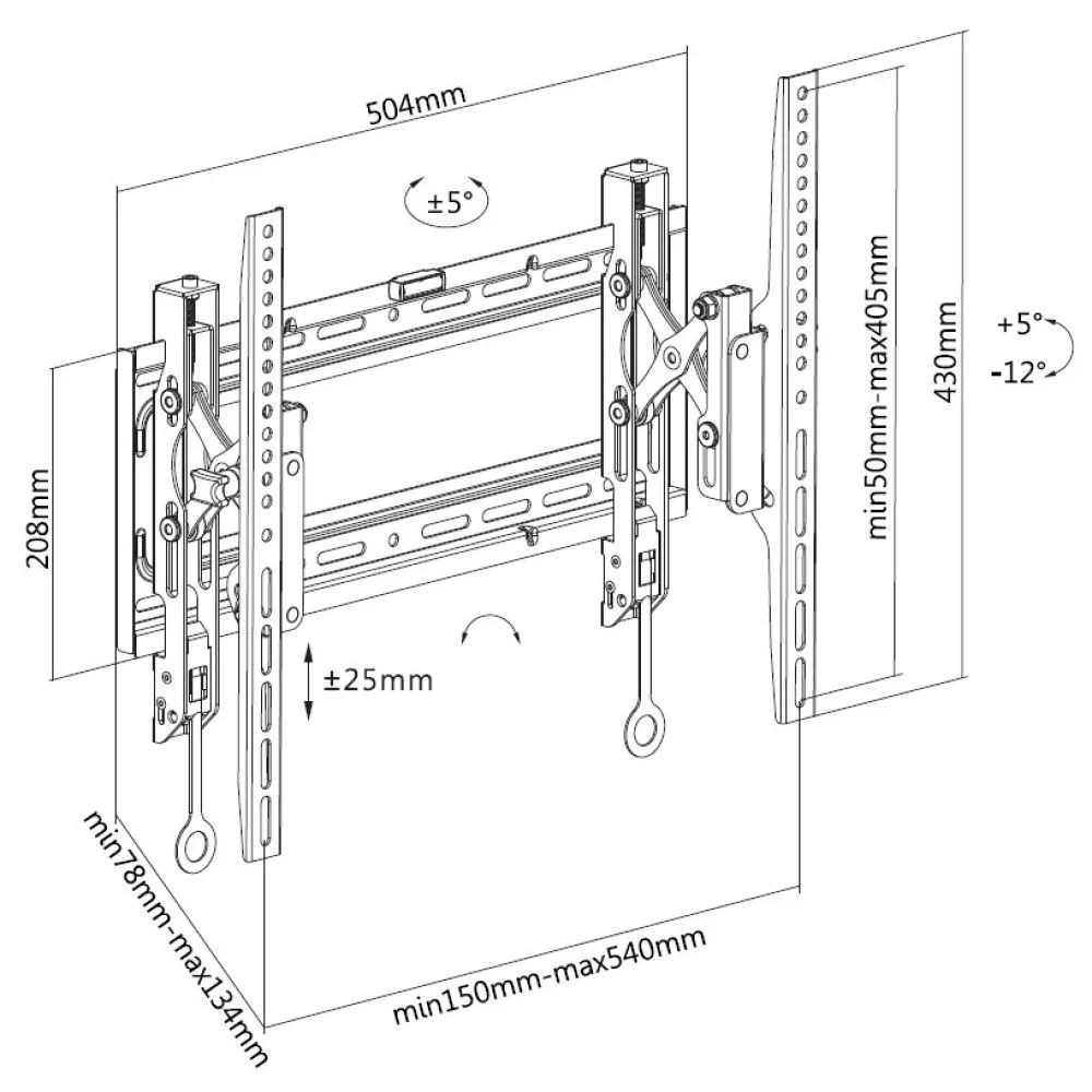 TECHLY  Advanced Extension Tilt TV Wall Mount 32"-70" Black