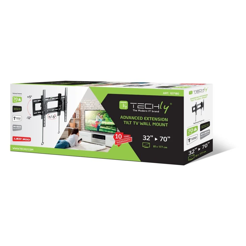 TECHLY  Advanced Extension Tilt TV Wall Mount 32"-70" Black