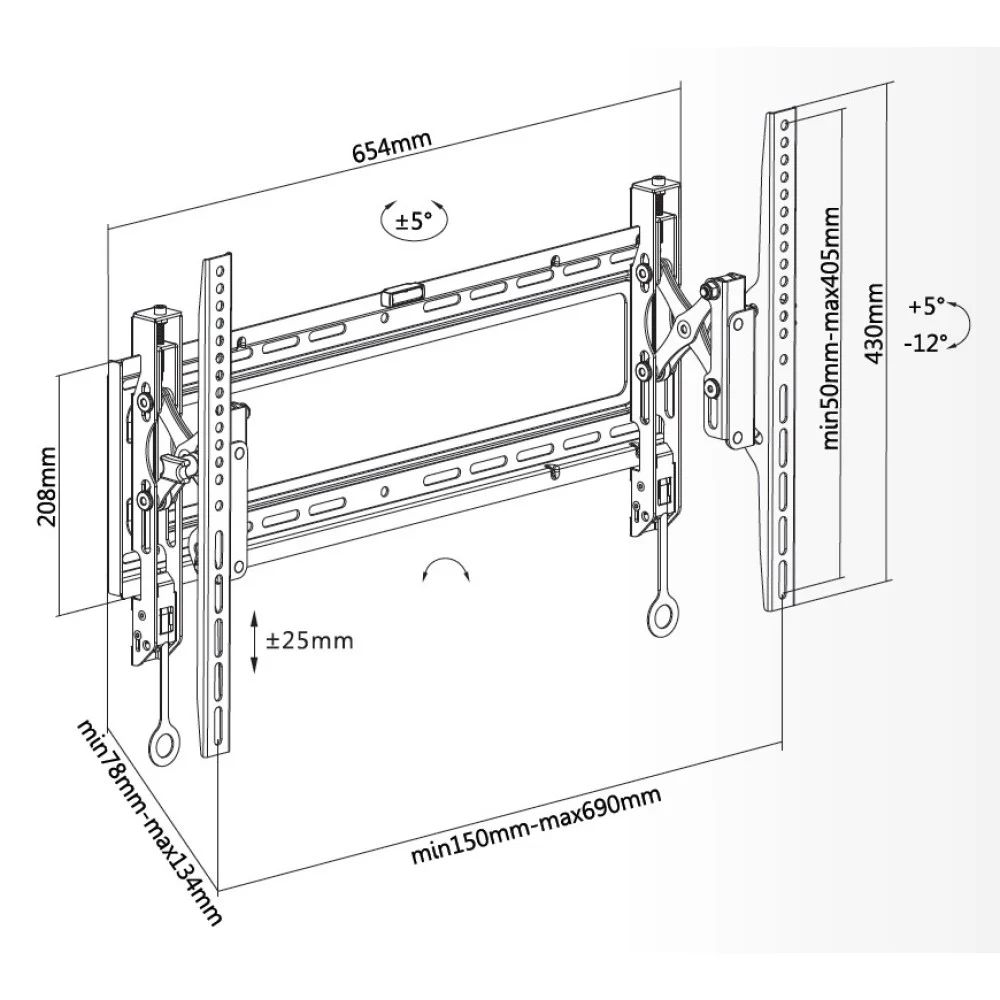 TECHLY  Advanced Extension Tilt TV Wall Mount 37"-80" Black