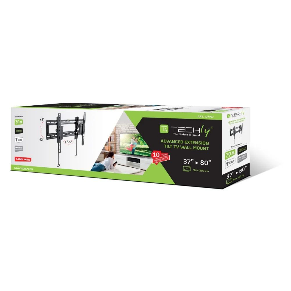TECHLY  Advanced Extension Tilt TV Wall Mount 37"-80" Black