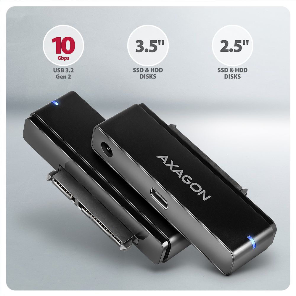 AXAGON ADSA-FPX USB-C 10Gbps Fast Port X adapter for 2,5"/3,5" SSD/HDD