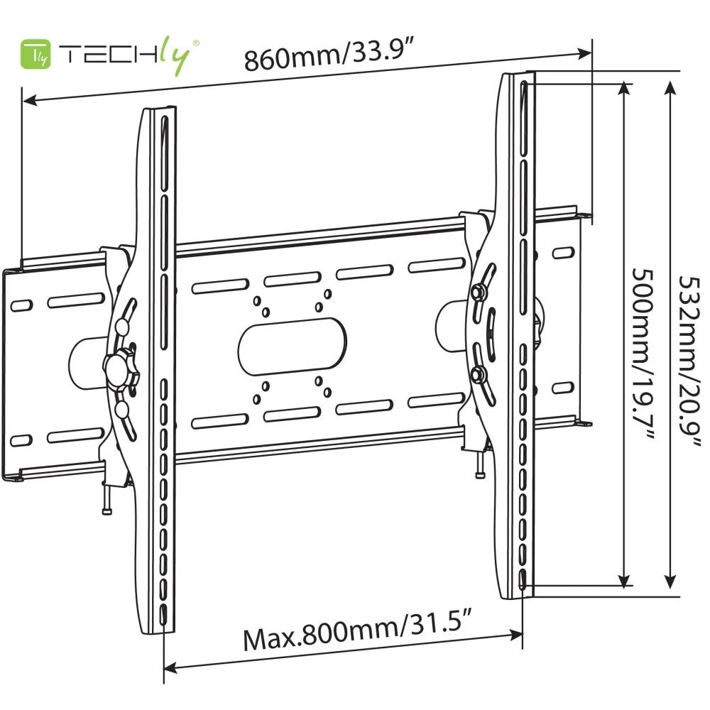 TECHLY  Tilting Wall Mount 42"-80" Black