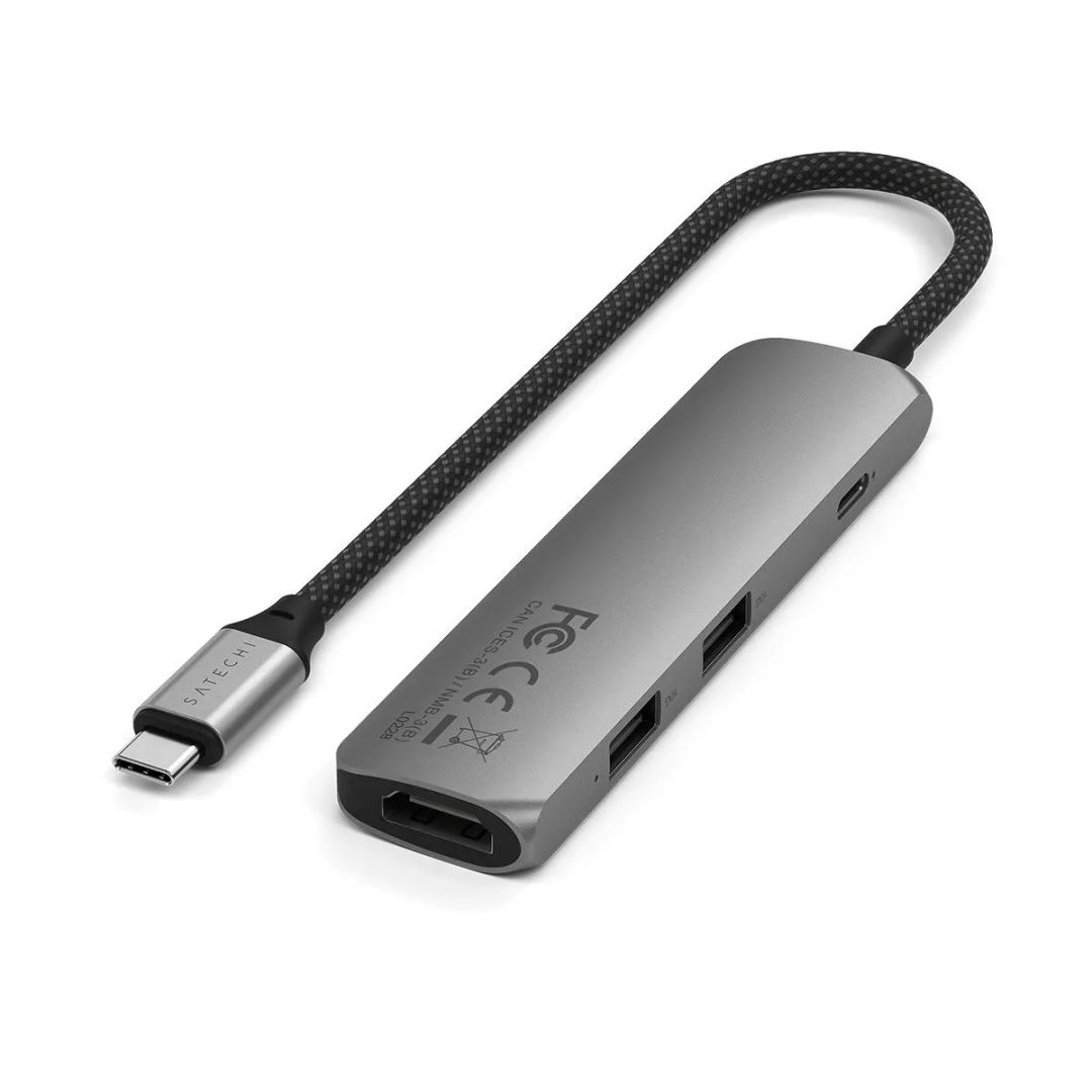 Satechi 4-in-1 USB-C Slim Multiport Adapter 4K Space Grey