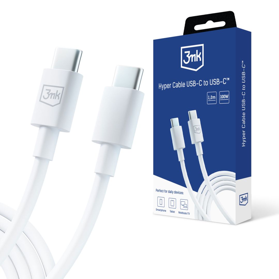 3mk Hyper kábel C - C 100W 1,2m White