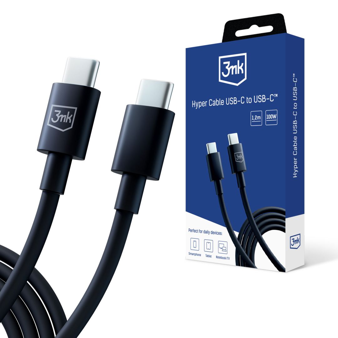 3mk Hyper kábel C - C 100W 1,2m Black