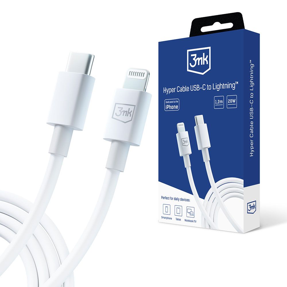 3mk Hyper kábel C - Lightning 20W 1,2m White