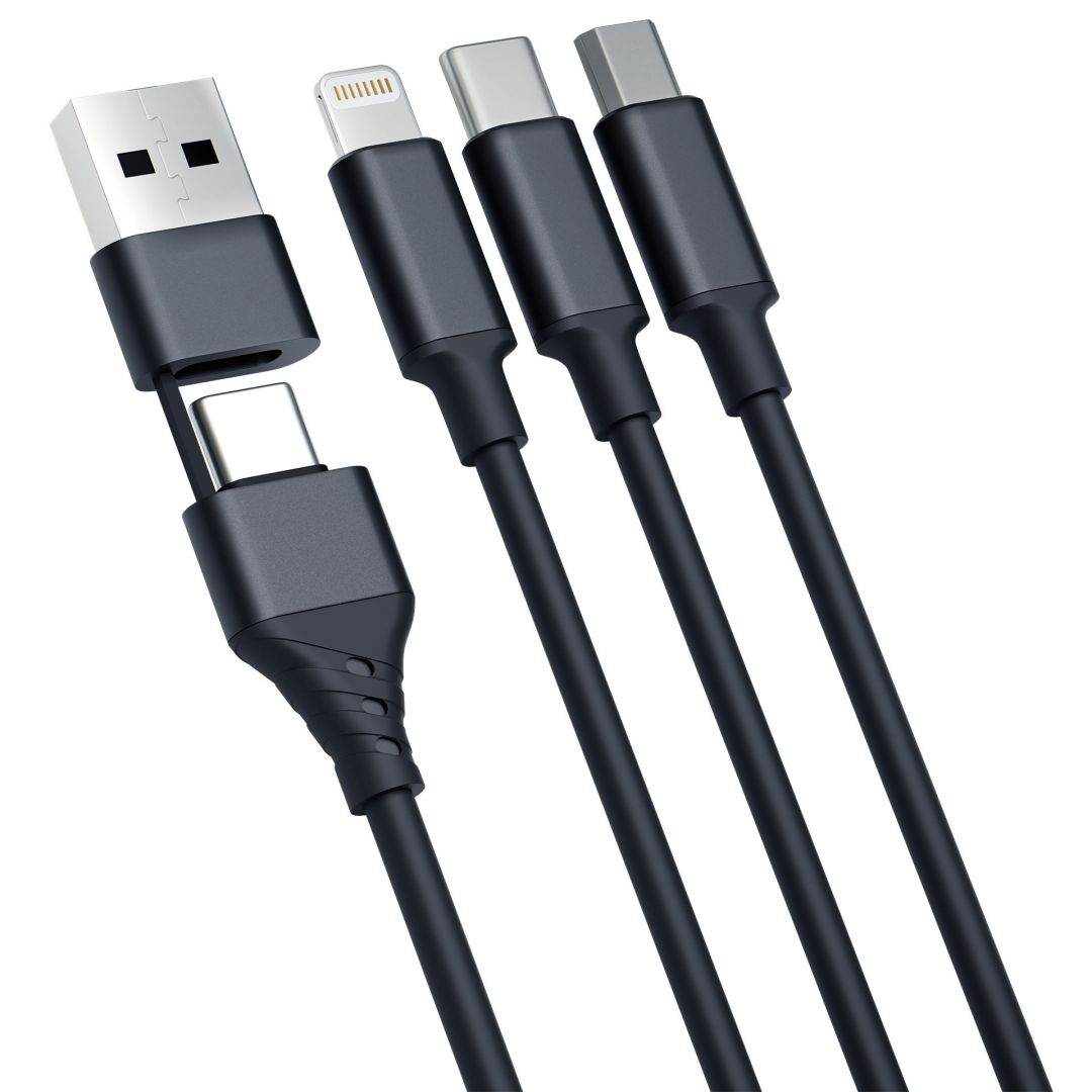 3mk Hyper 3in1 A/C - C/Micro/Lightning 1,5m Black