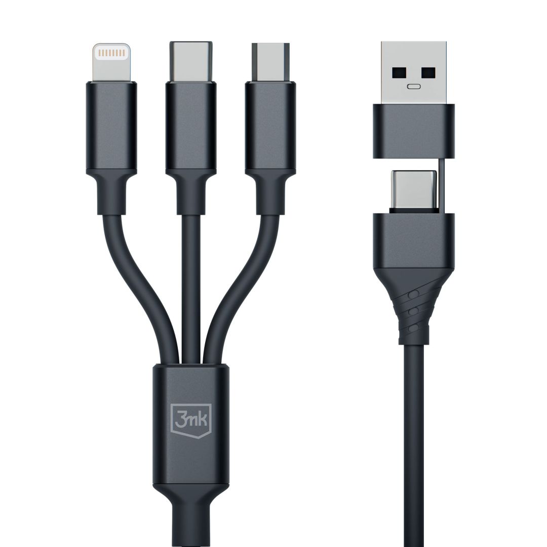 3mk Hyper 3in1 A/C - C/Micro/Lightning 1,5m Black