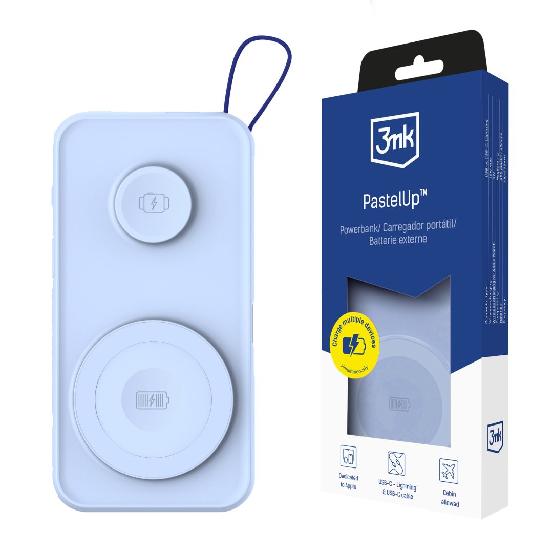 3mk PastelUp 10,000mAh 22.5W USB 1A1C - Kék kiegészítő