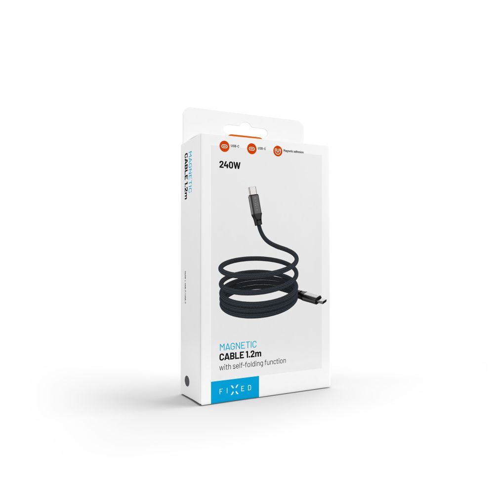 FIXED Magnetic Braided Cable USB-C/USB-C, 1,2m USB2.0 240W Gray
