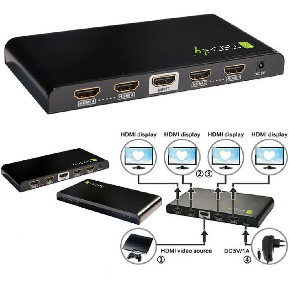 TECHLY  Splitter HDMI 4 way 4K*2K