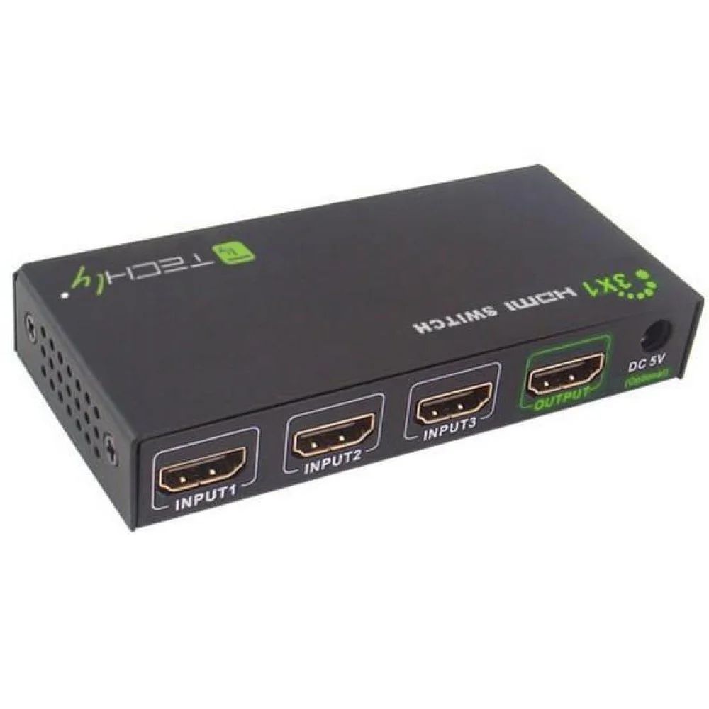 TECHLY  Switch HDMI 3 IN 1 OUT with Remote Control
