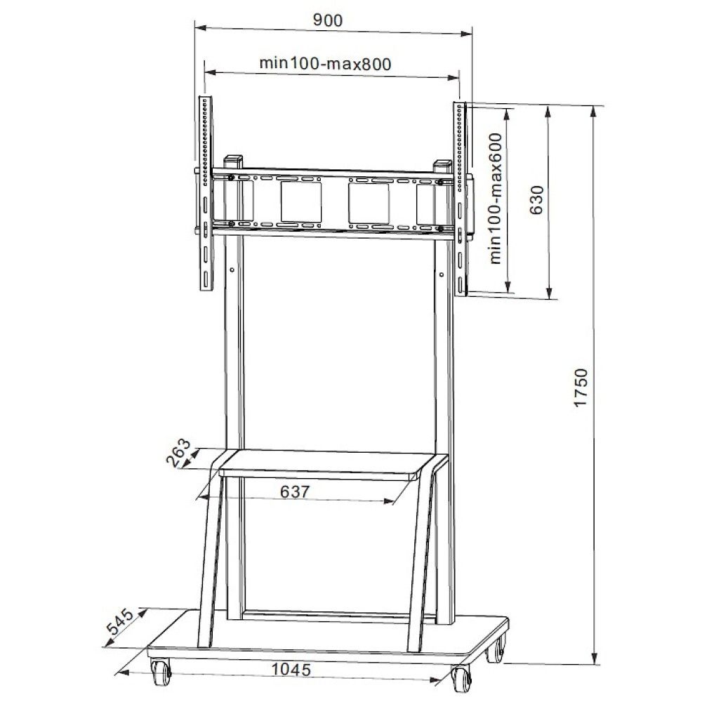 TECHLY  Multifunction Mobile TV Cart for LED/LCD TV 55-100" with shelf