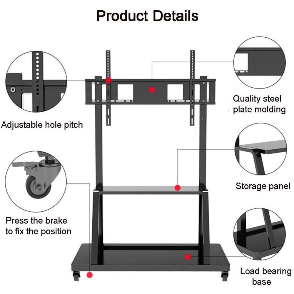 TECHLY  Multifunction Mobile TV Cart for LED/LCD TV 55-100" with shelf