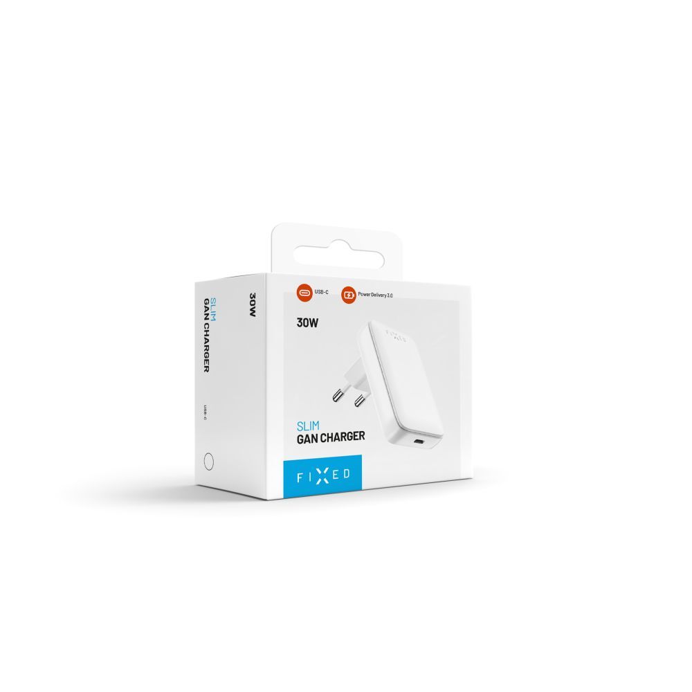 FIXED Slim USB-C úti töltő GaN PD 30W-os fehér