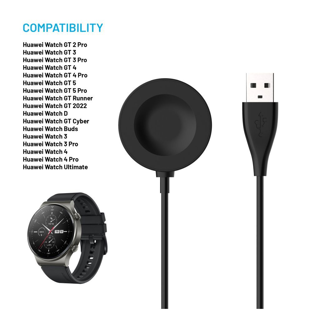 FIXED USB-A töltőkábel Huawei Watch GT 2 Pro/3/3 Pro/4/4 Pro/5/5 Pro okosórához, fekete