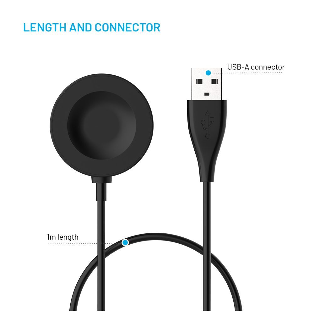 FIXED USB-A töltőkábel Huawei Watch GT 2 Pro/3/3 Pro/4/4 Pro/5/5 Pro okosórához, fekete