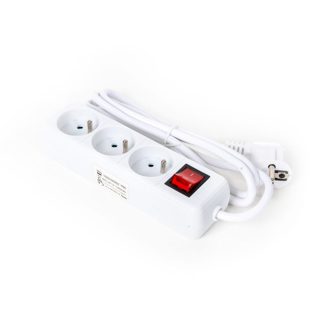 Platinet Hálózati Elosztó Kapcsolóval 3DIN 1,5m White