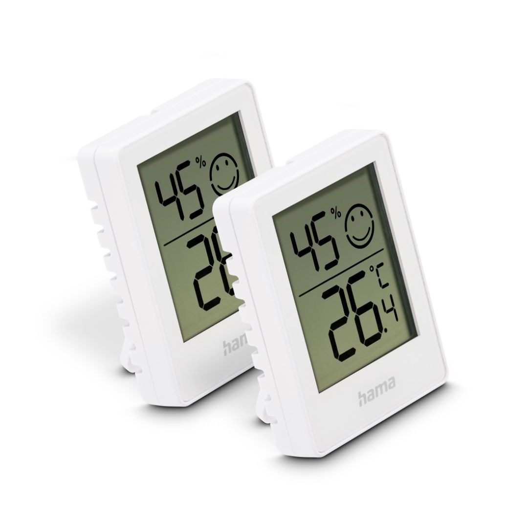 Hama Baros Thermometer and Hygrometer Digital for Indoors Set of 2 White