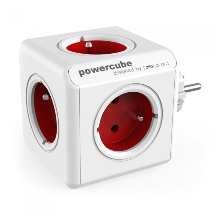 Allocacoc PowerCube Original 5DIN Fali White/Red