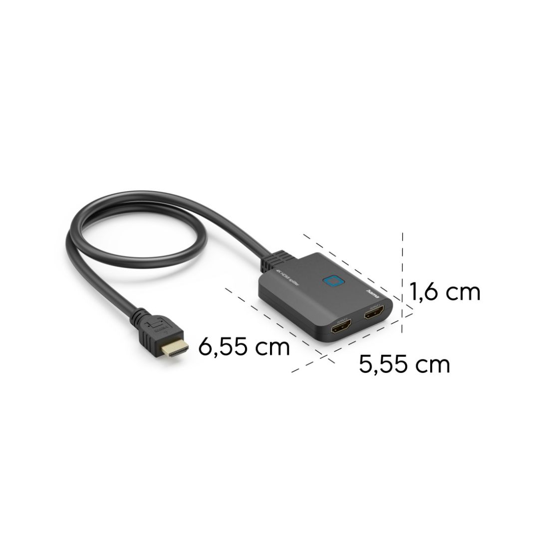 Hama 4K HDMI Splitter 1in2 Out Adapter Black