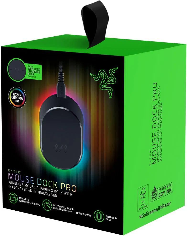Razer Chroma Mouse Dock Pro + Wireless Charging Puck Bundle Black