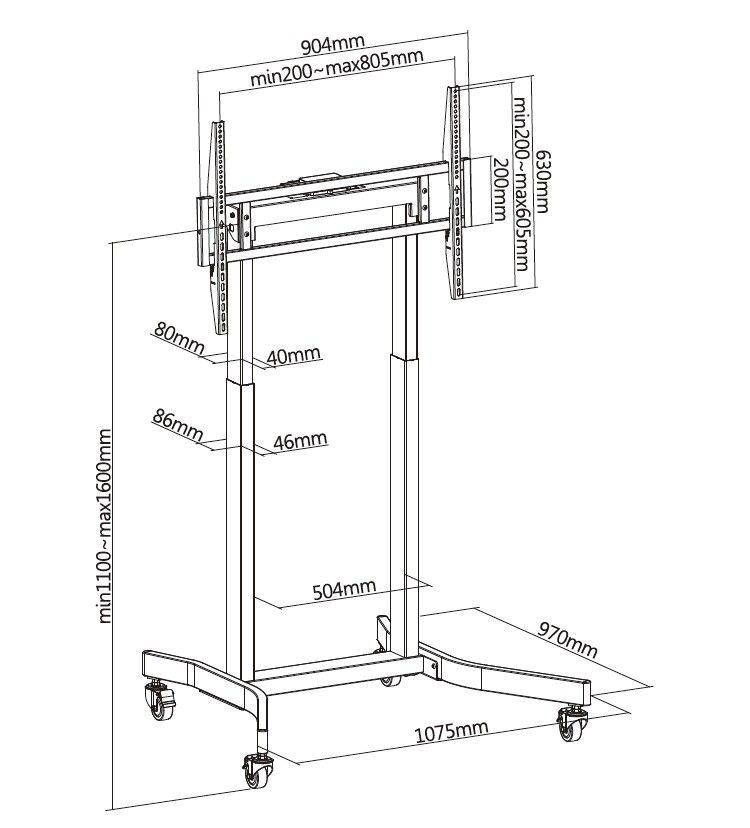 EQuip 55"-100" Mobile Motorized LFD Trolley