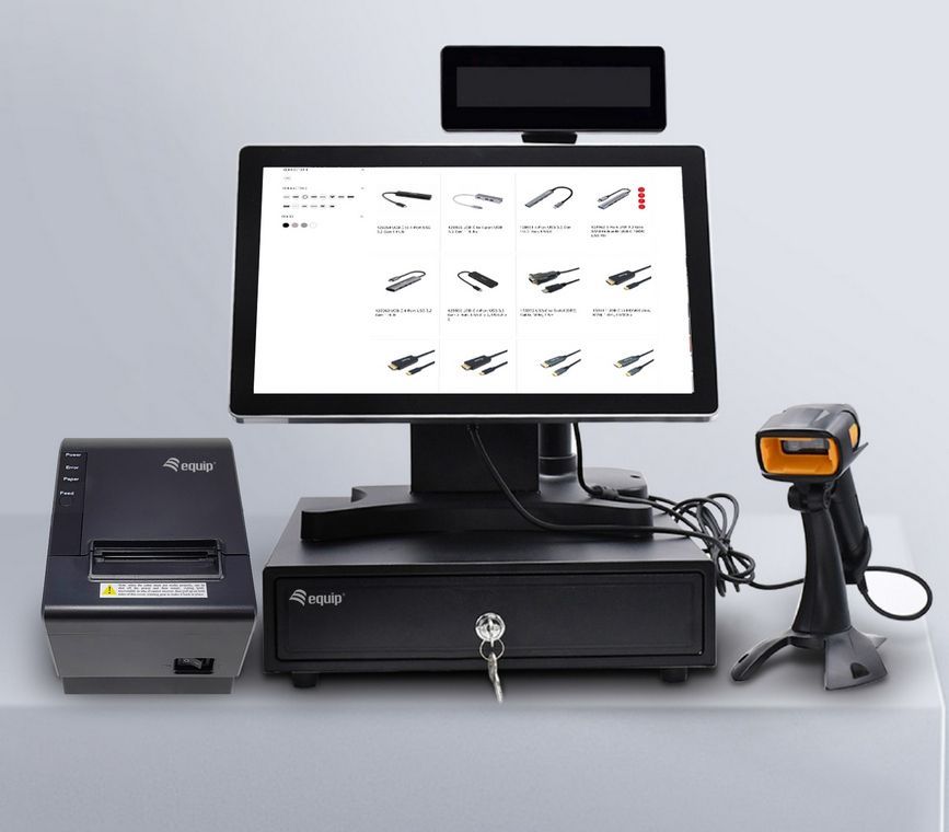 EQuip USB 1D Barcode Scanner with Stand Vonalkódolvasó Black