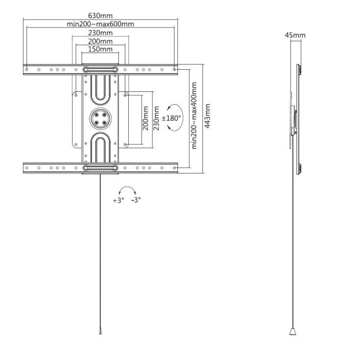 EQuip 37"-80" Universal Rotating TV Wall Bracket