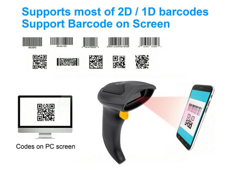 EQuip Wireless 2D Barcode Scanner with Stand Vonalkódolvasó Black