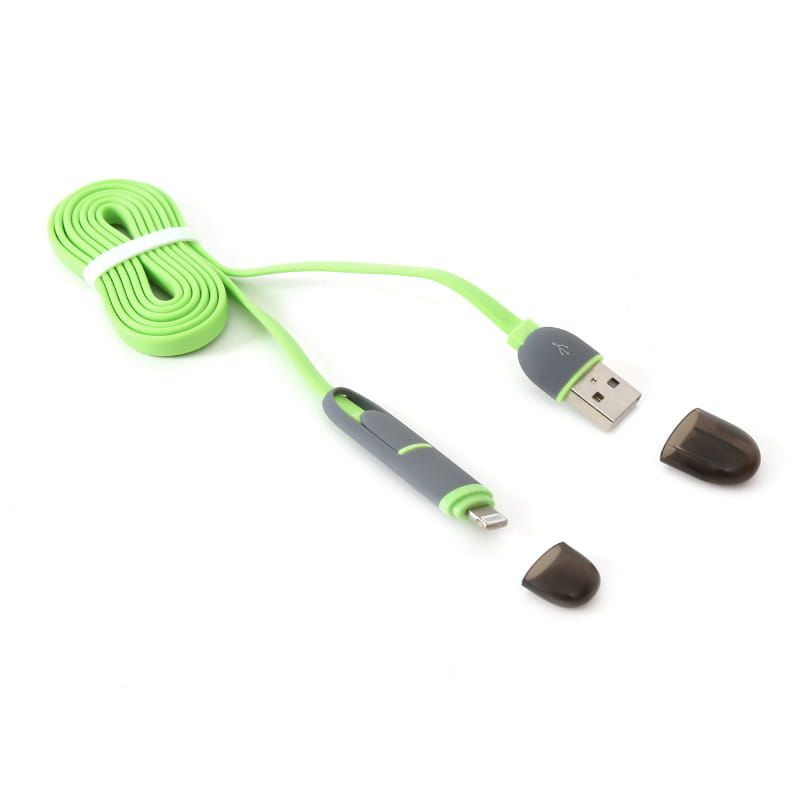 Platinet USB-A to microUSB/Lightning 2in1 Cable Green