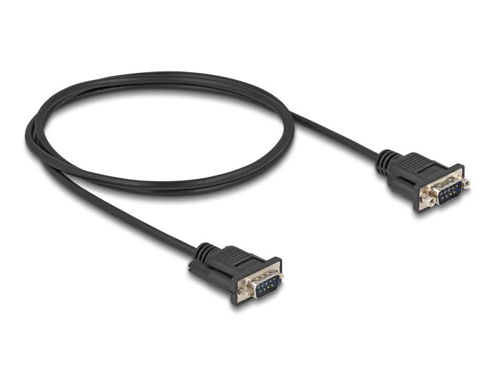 DeLock Serial Cable RS-232 D-Sub9 male to male with narrow plug housing 1m Black