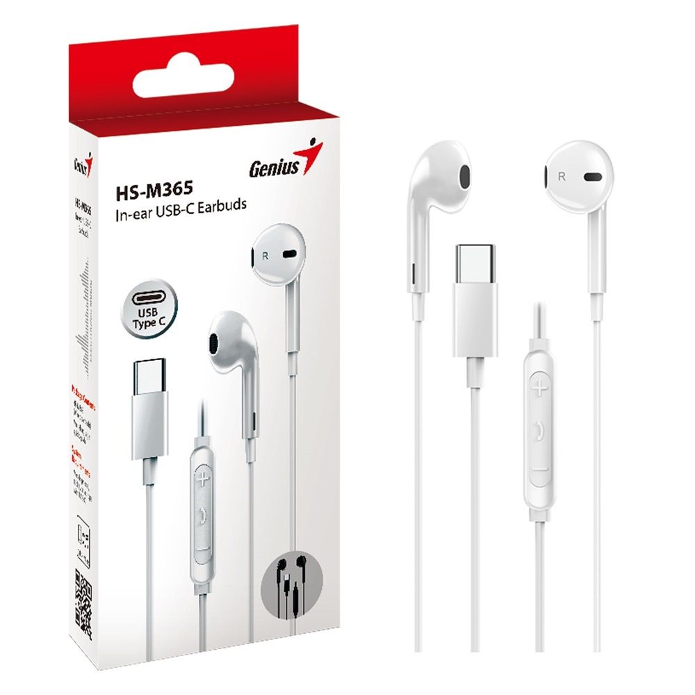 Genius HS-M365 USB-C Wired Headset White
