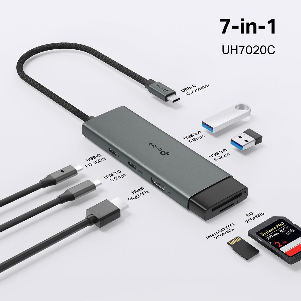 TP-Link UH7020C USB Type-C 7-Port Hub Silver