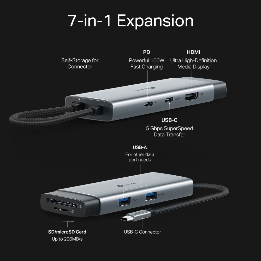 TP-Link UH7020C USB Type-C 7-Port Hub Silver