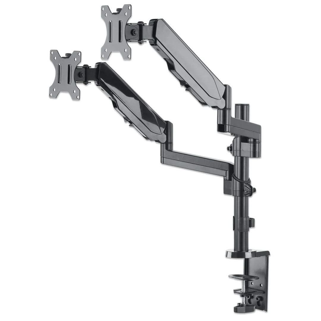 Manhattan Universal Gas Spring Monitor Mount with Height-Adjustable Arms 17"-32" Silver