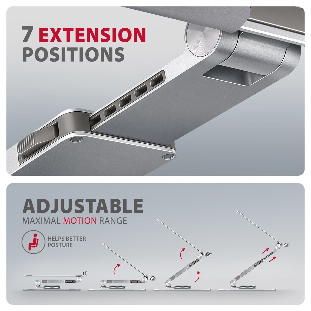 AXAGON STND-LR Stand with 360° Rotation for Laptops and Tablets Silver